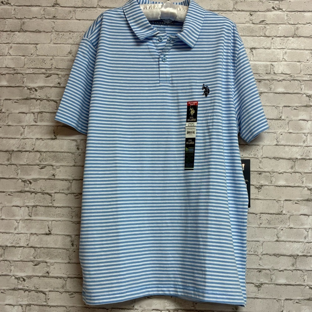 US Polo Boys Striped Jersey Polo Shirt Size XXL (18) New with Tags